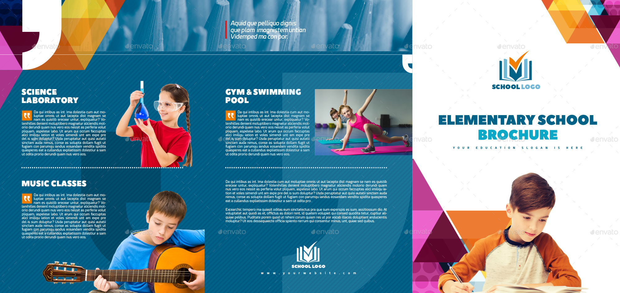 Elementary School Brochure Template 3xA4 Trifold, Print Templates